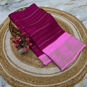 Dola Silk Zari Border with Peacock Design Saree ( Same colour only dispatch )