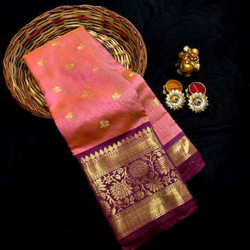 Traditional checked Zari Work Saree