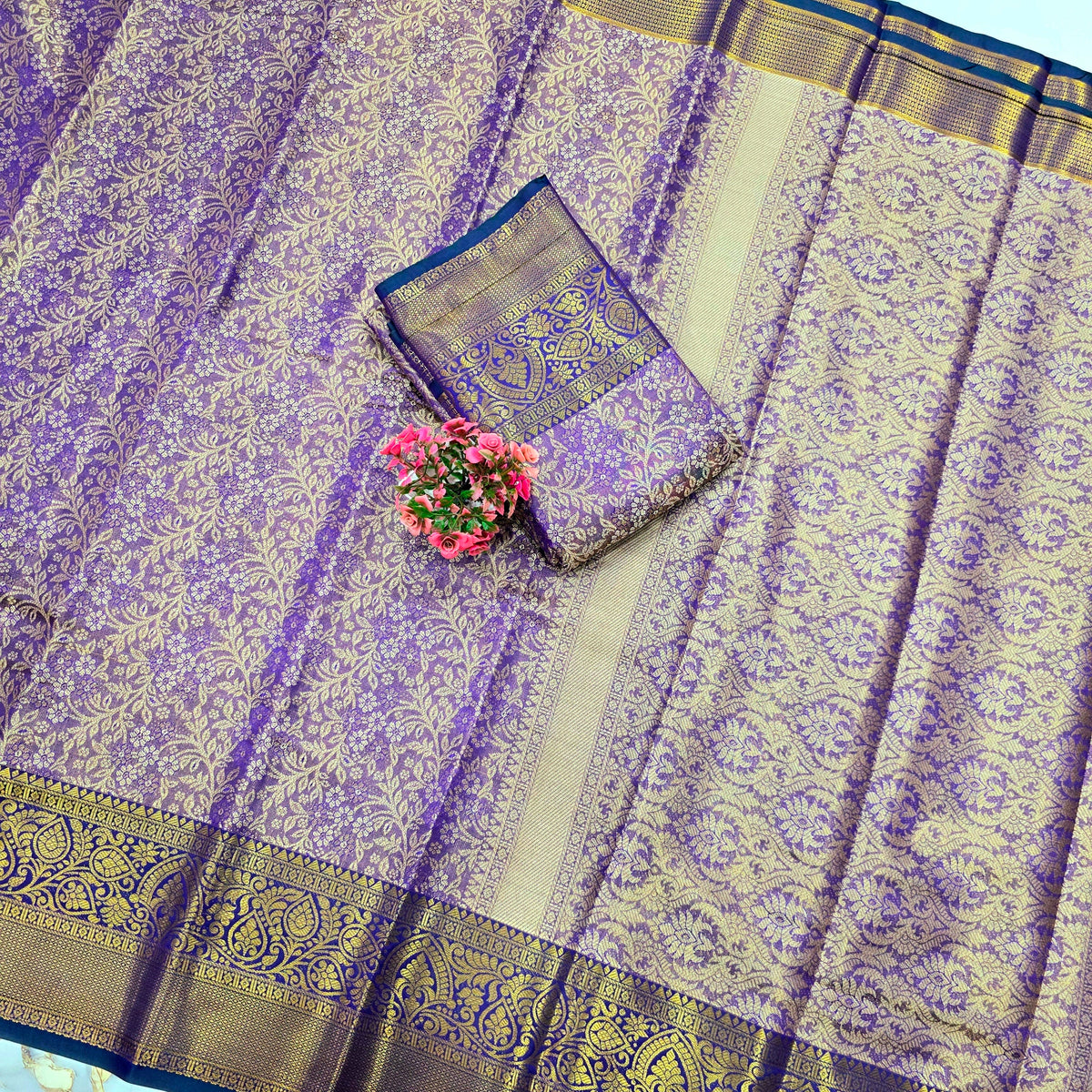 One Gram Gold Saree with Contrast Border