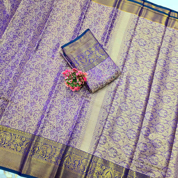 One Gram Gold Saree with Contrast Border