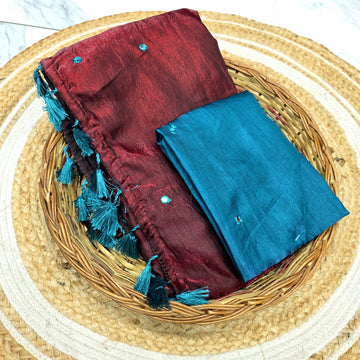 Mirror Saree With Contrast blouse