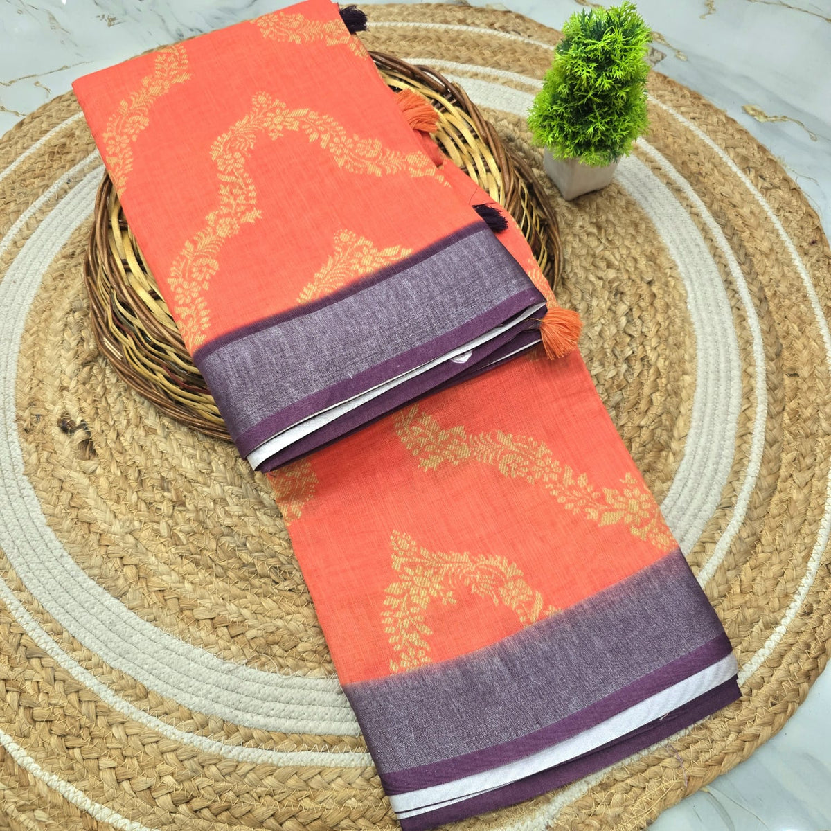 Linen Necklace design Saree ( Same Colour only dispatch )