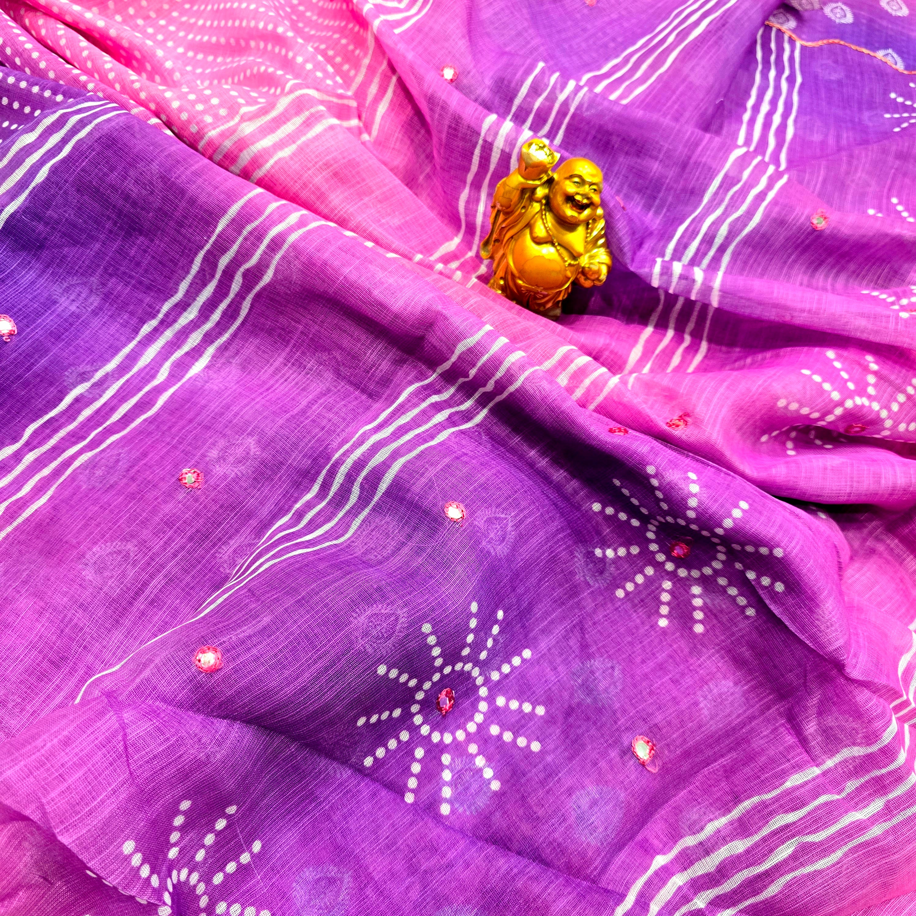 Soft Linen cotton Mirror work Saree