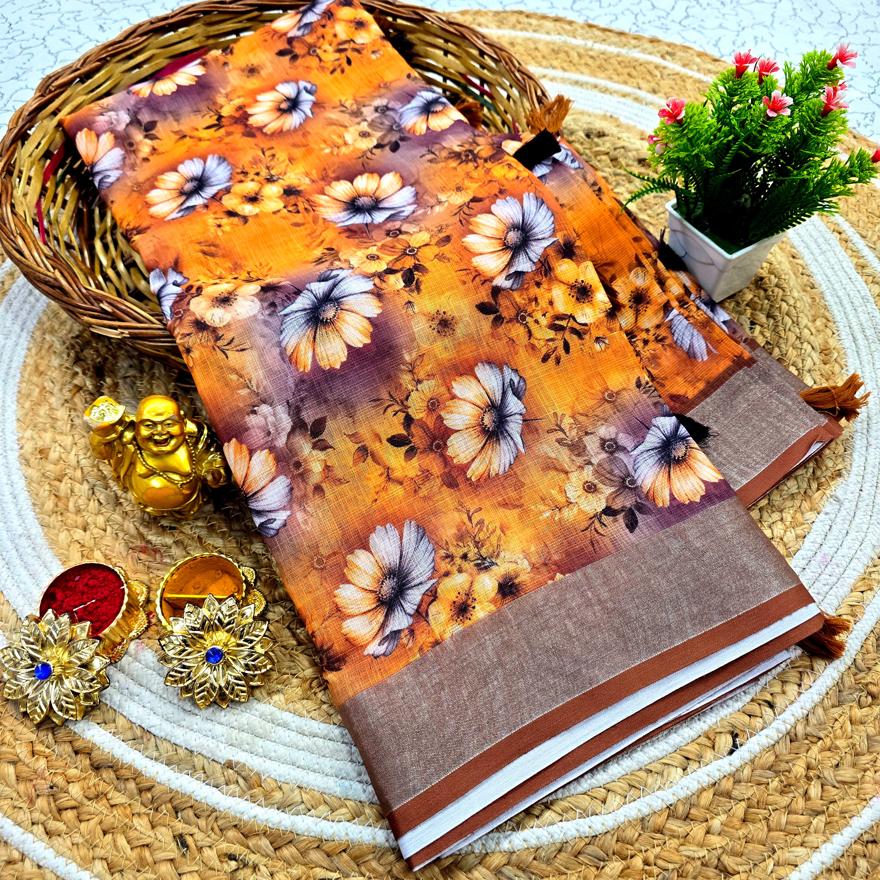 Cotton Linen Saree