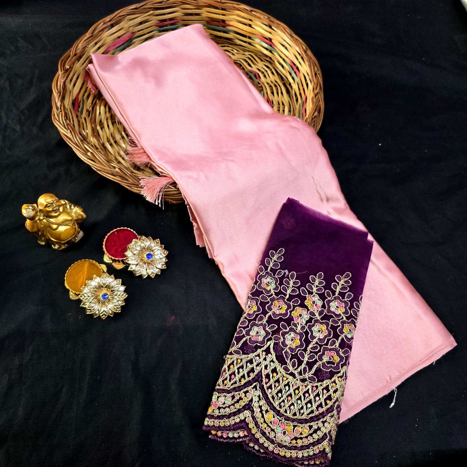 Satin Blouse work Saree