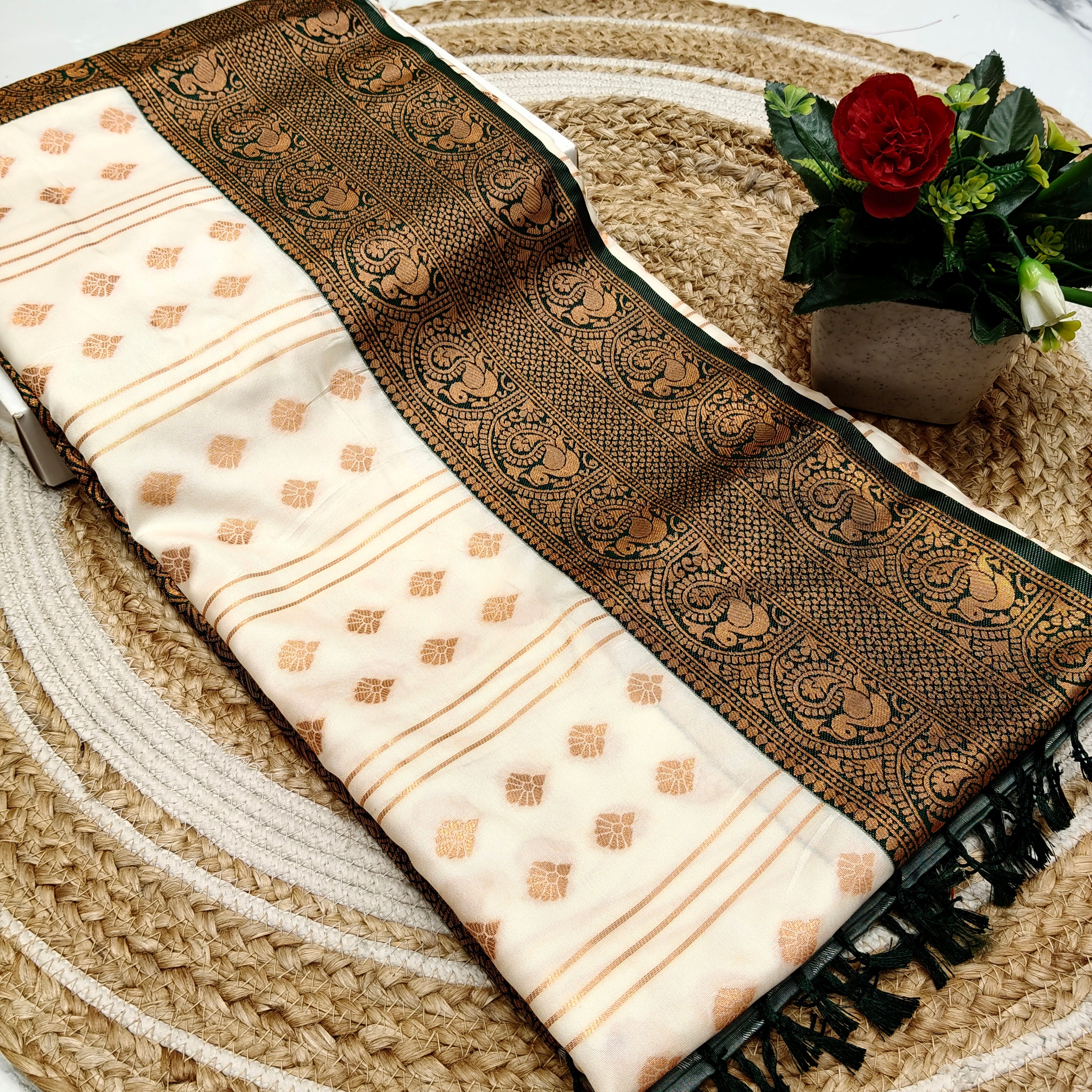 Own Production Traditional CHEKED Silk Saree
