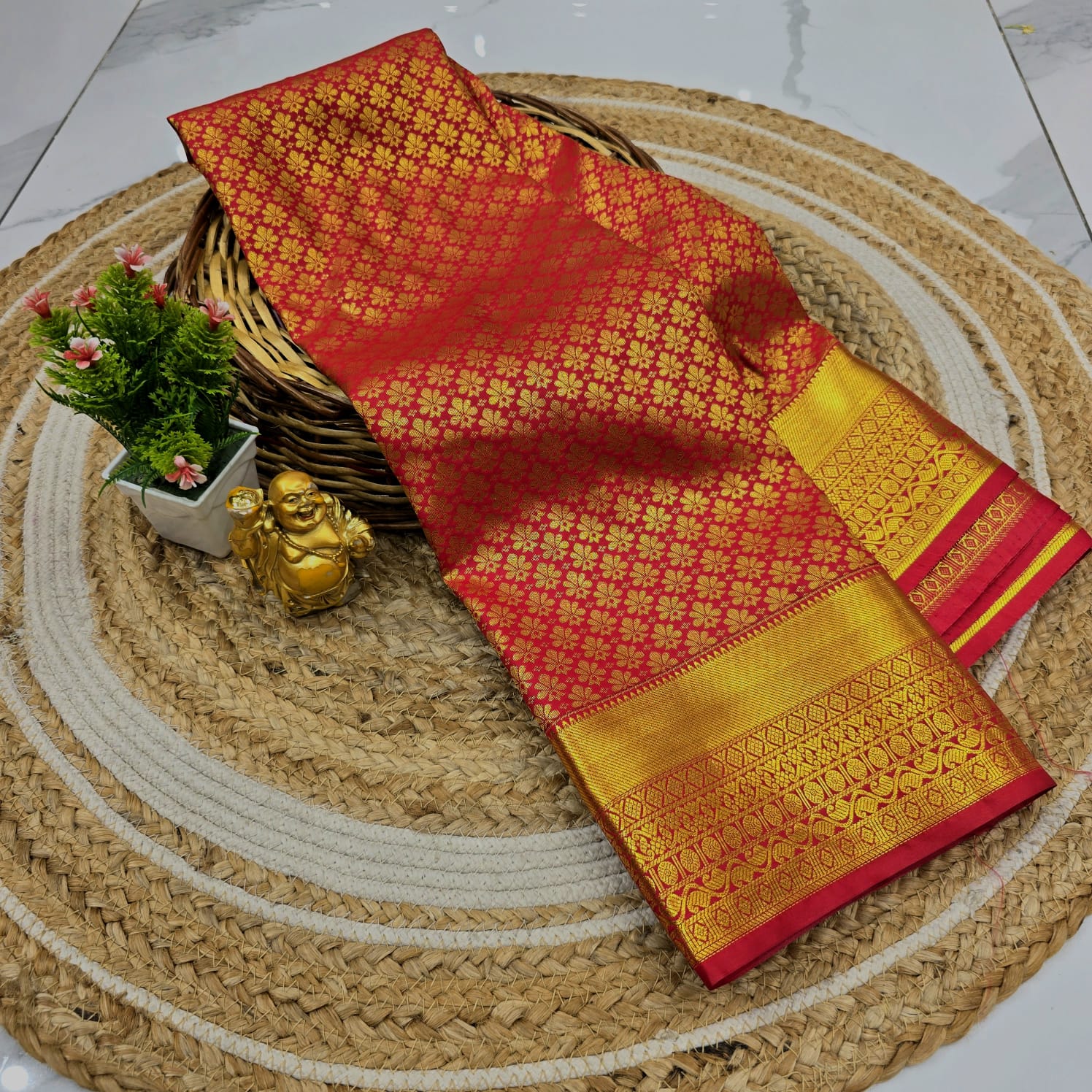 Premium Floral Bridal Silk Saree