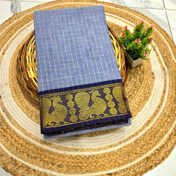 Pure Checked Cotton Saree