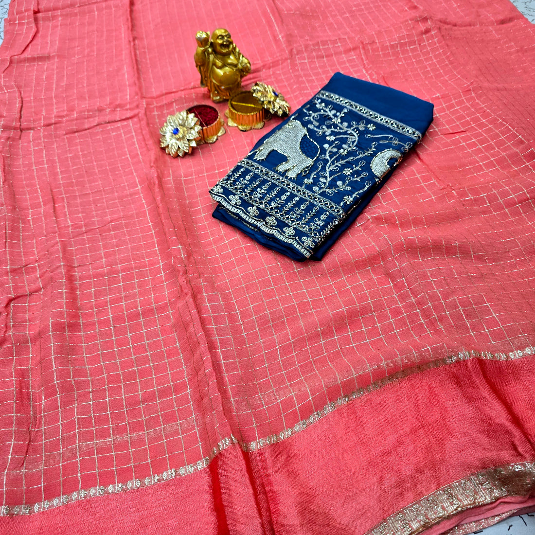Georgette Blouse Work Saree