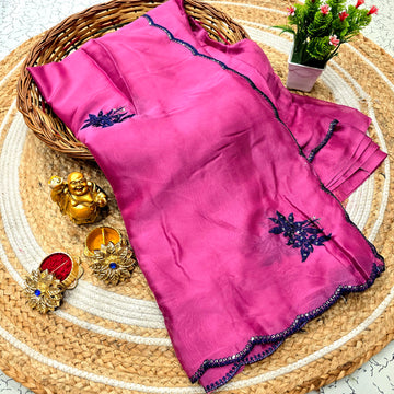 Elegant Georgette Embroidery Work Saree
