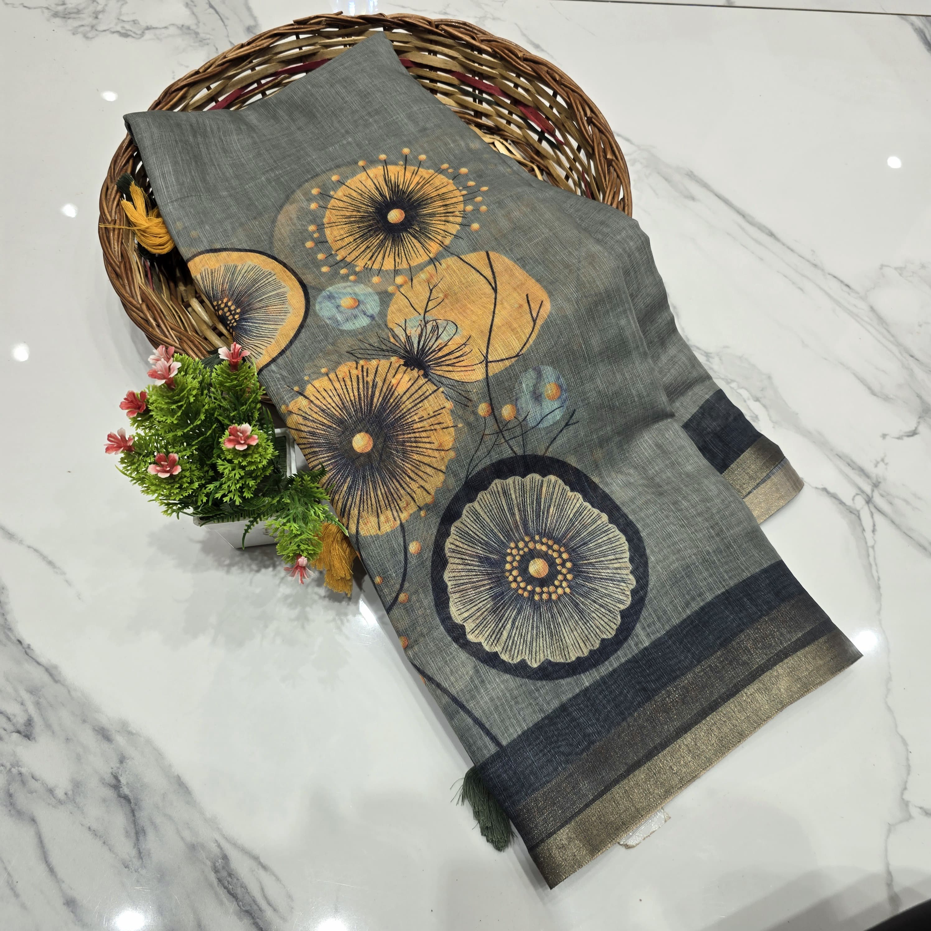 Premium Linen Cotton Saree
