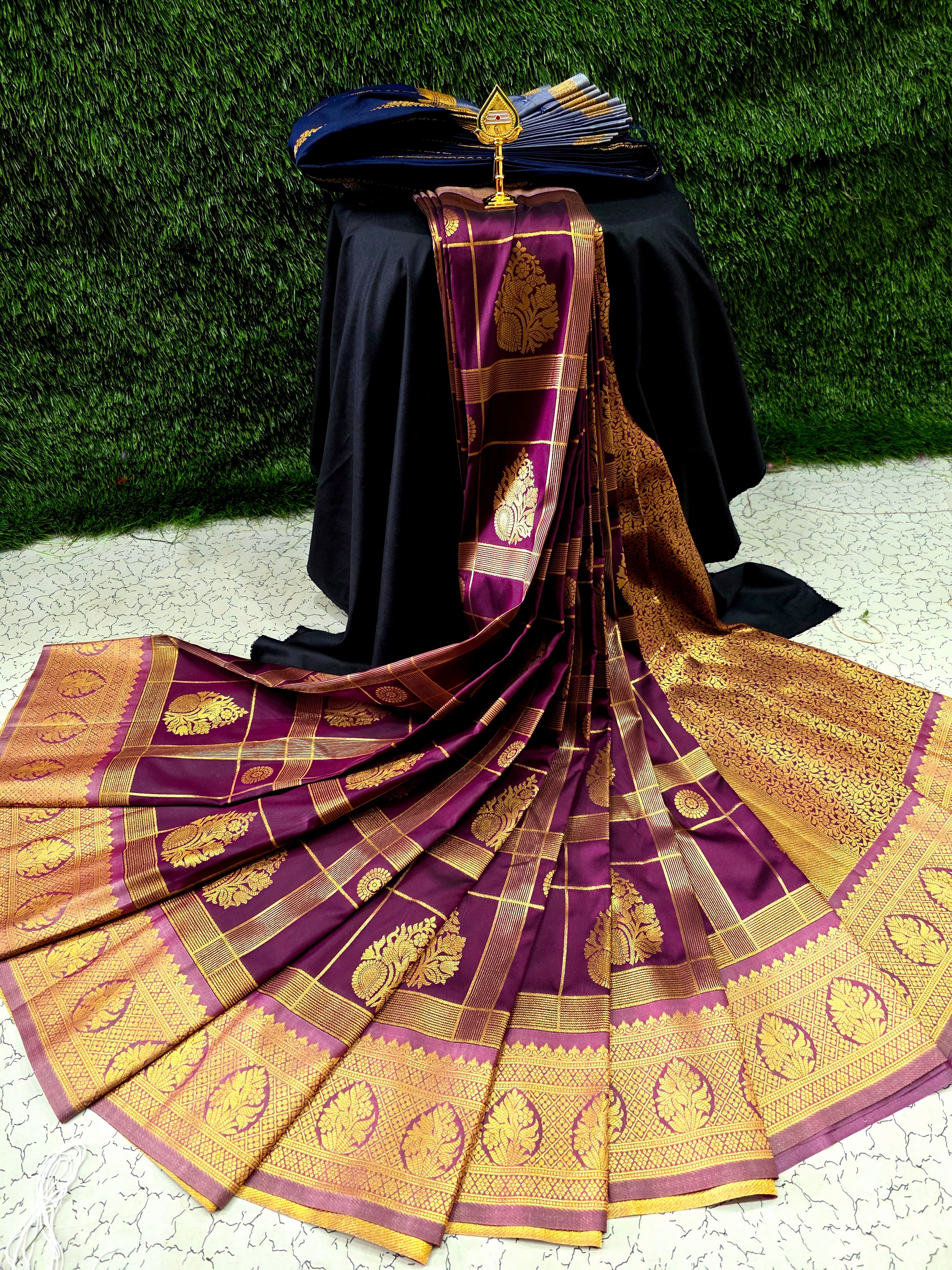 Own Production Premium Kanchi Checked Semi Silk