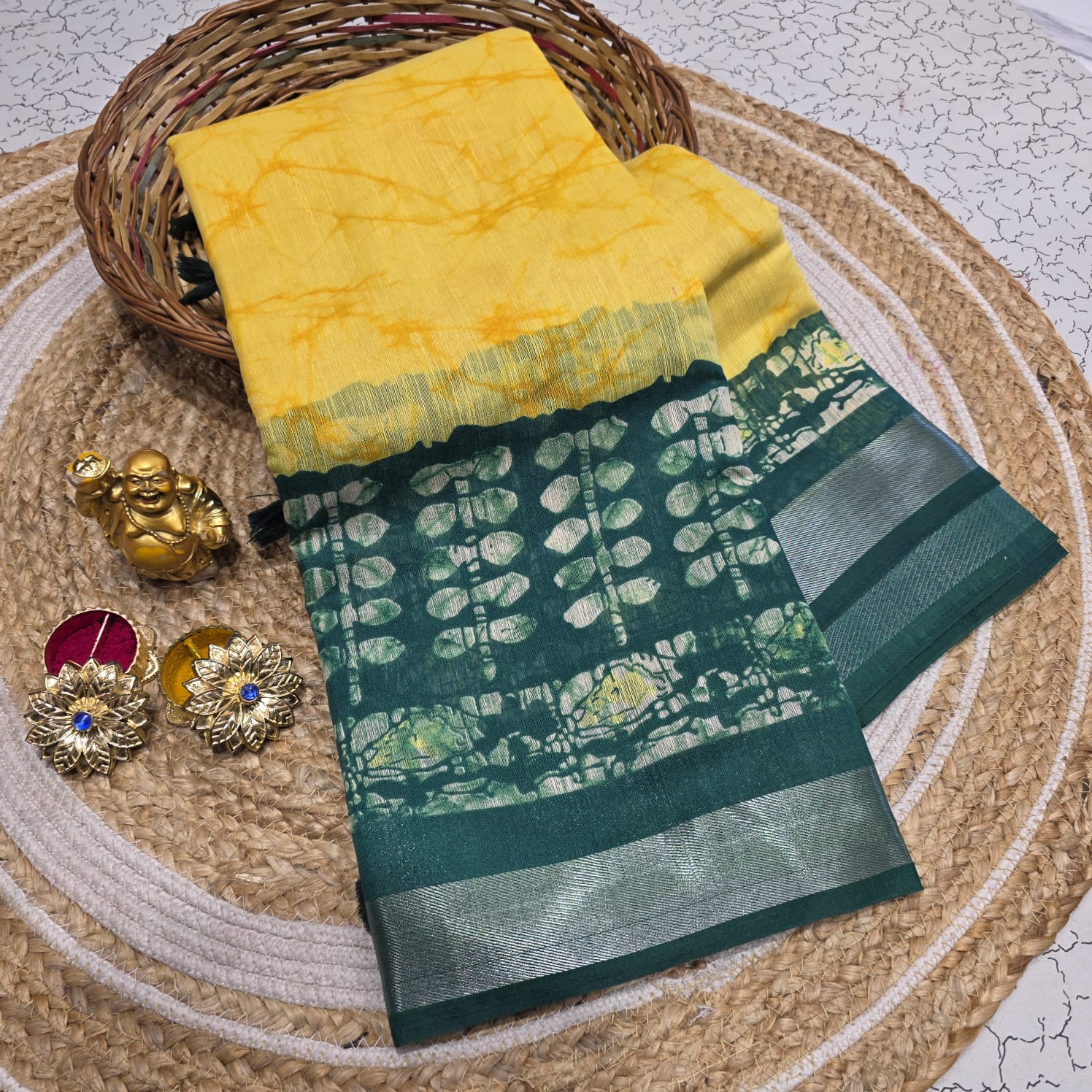 Elegant Batik Cotton Silk Saree
