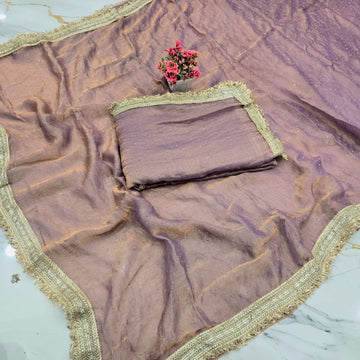Space Silk Saree with Stone Work