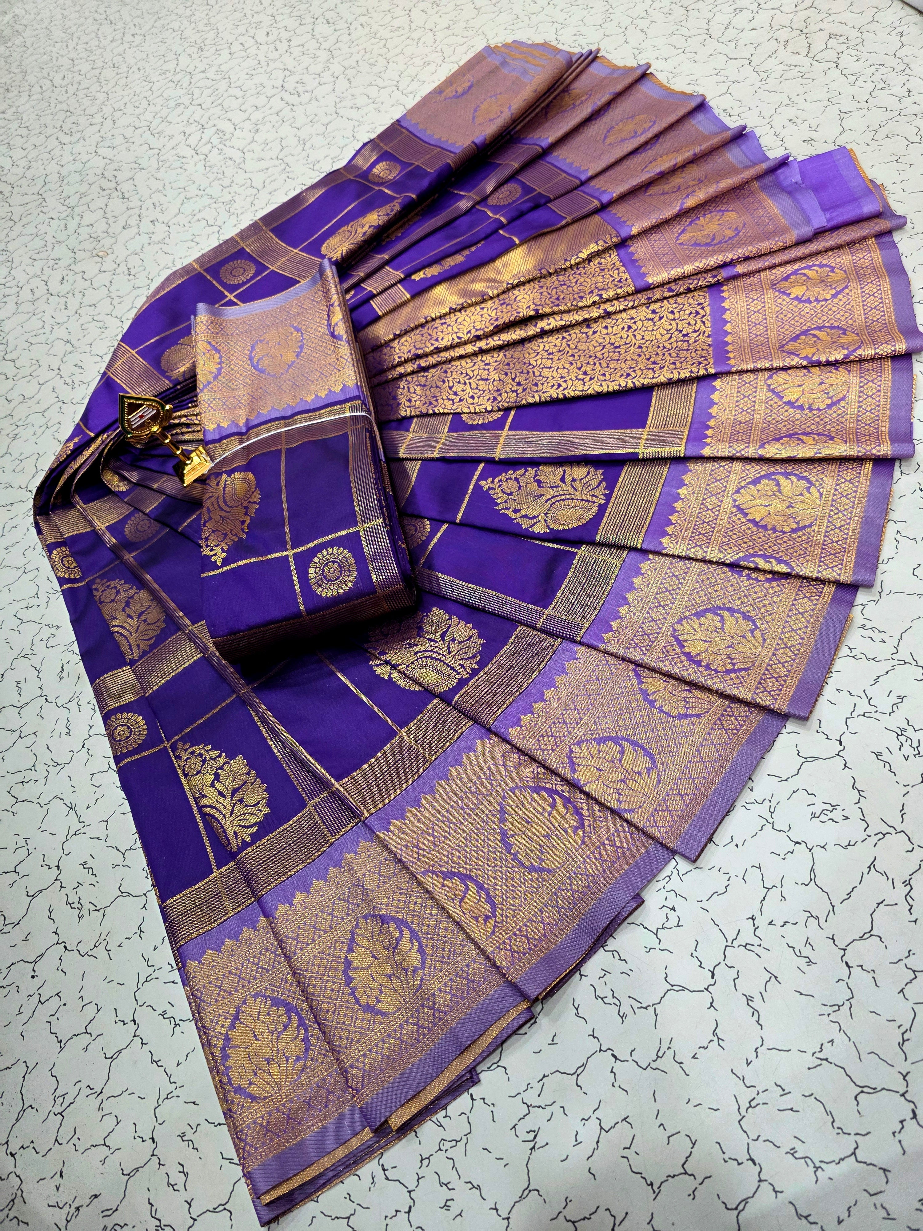Own Production Premium Kanchi Checked Semi Silk