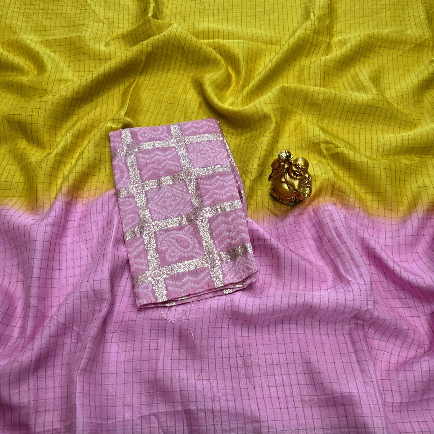 Georgette Saree With Bandhani Blouse