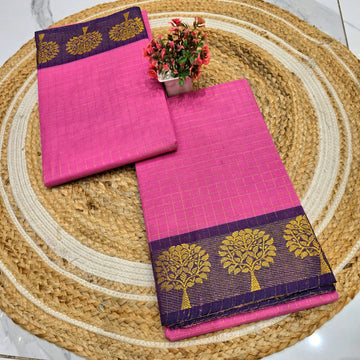 Pure Checked Cotton Saree
