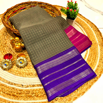 Silk Cotton Checked Saree