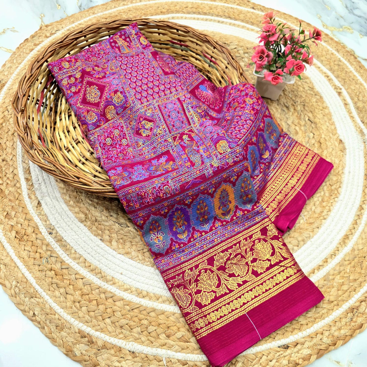 Kalamkari Foil Work Saree