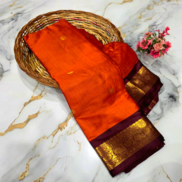 Rust Orange Silk Saree