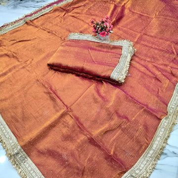 Space Silk Saree with Stone Work