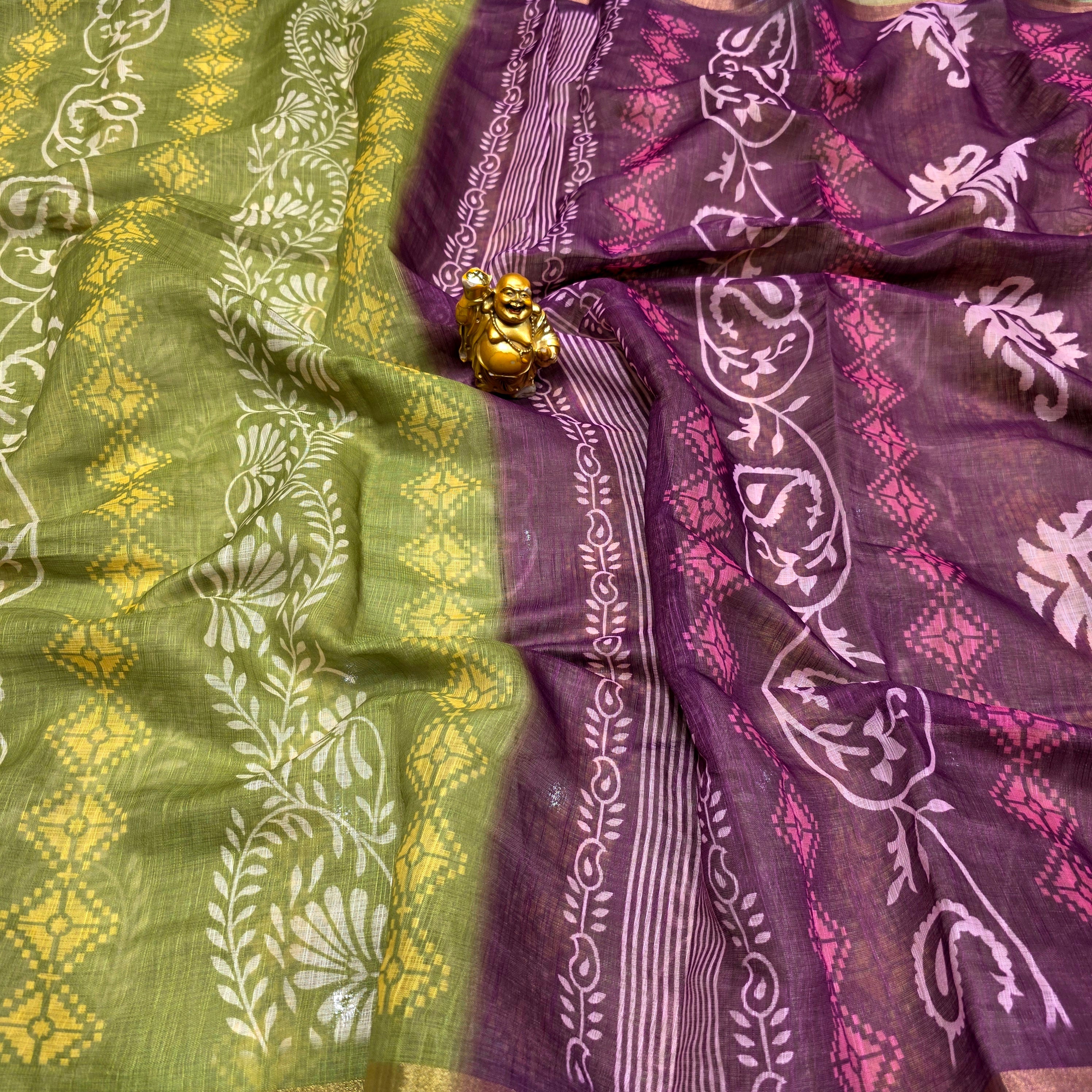 Floral Linen Cotton Saree