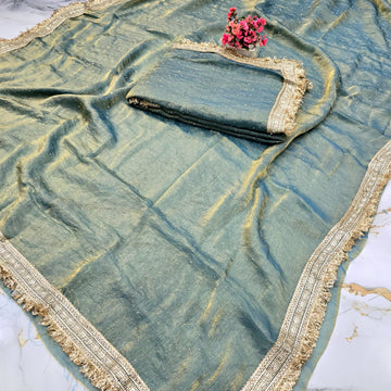 Space Silk Saree with Stone Work