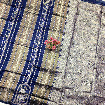 Silver Zari Vairaoosi Design Silk Saree
