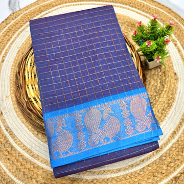 Pure Checked Cotton saree