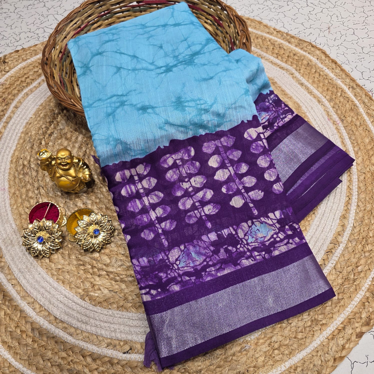 Elegant Batik Cotton Silk Saree