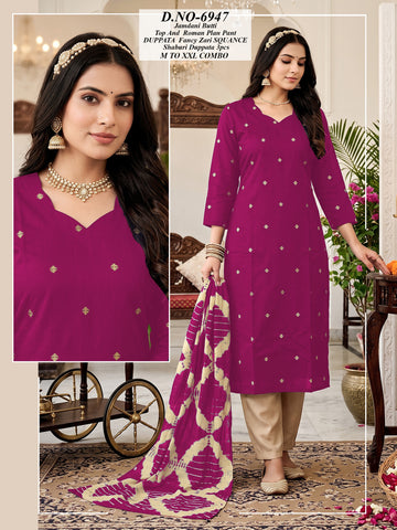Jamdani Butti 3-Pcs Kurti Set