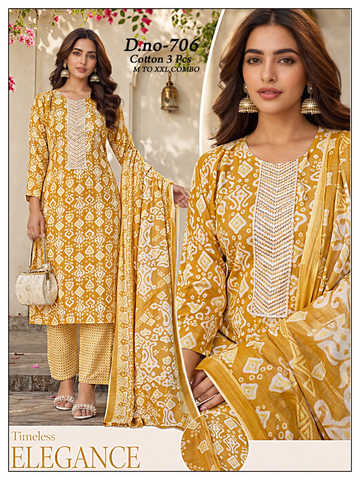 Cotton 3 Pcs Kurti Set ( Same colour Dispatch )