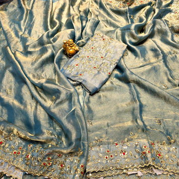 Premium Embroidery Space Silk Saree