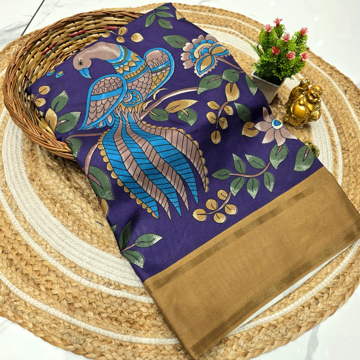 Siddhanth Kalamkari Peacock Saree