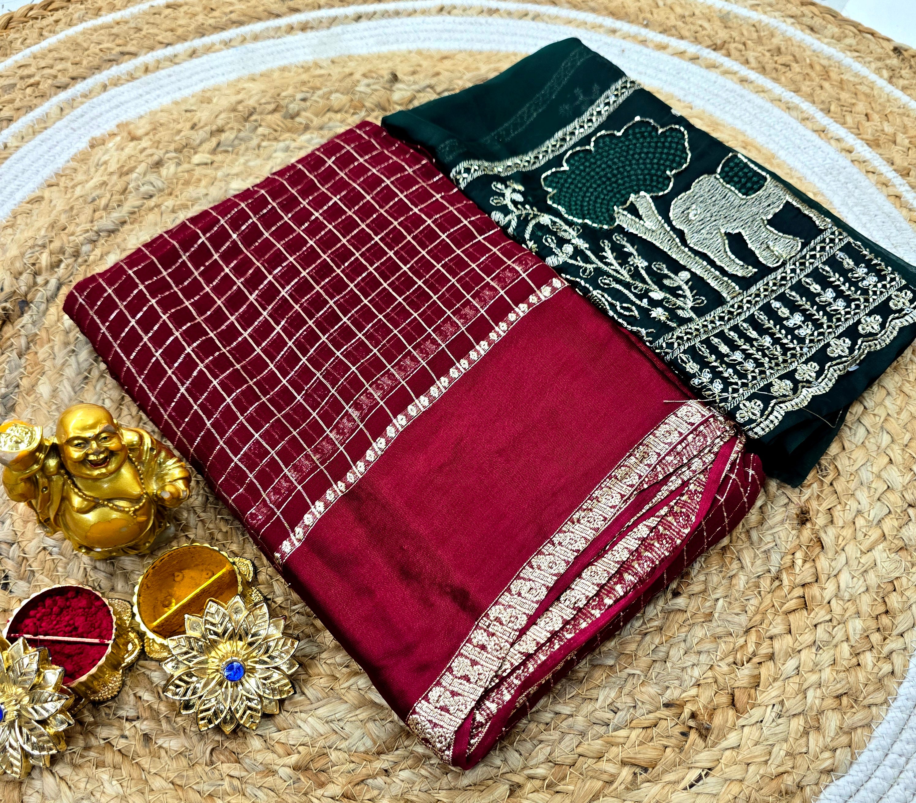 Georgette Blouse Work Saree