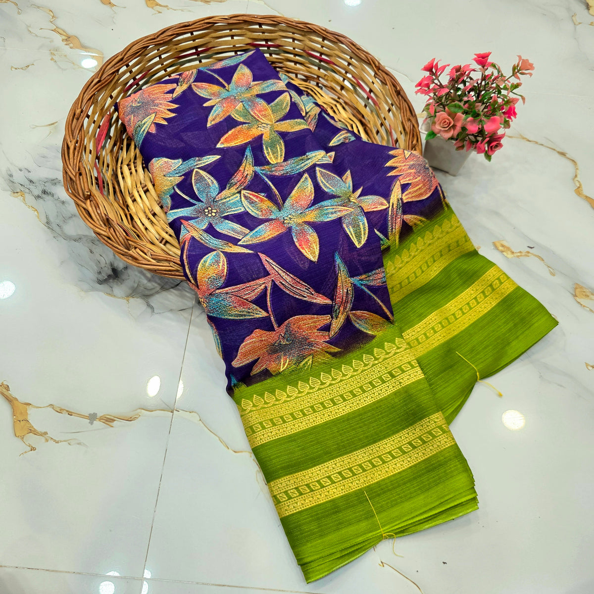 Diwali Special Foil Printed Silk Saree