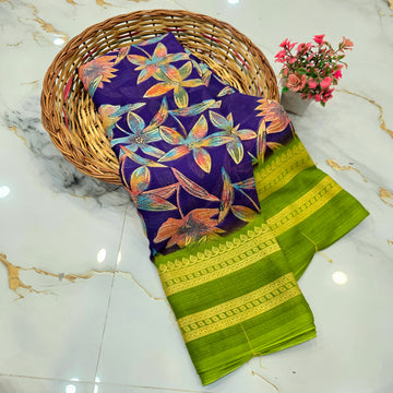 Diwali Special Foil Printed Silk Saree