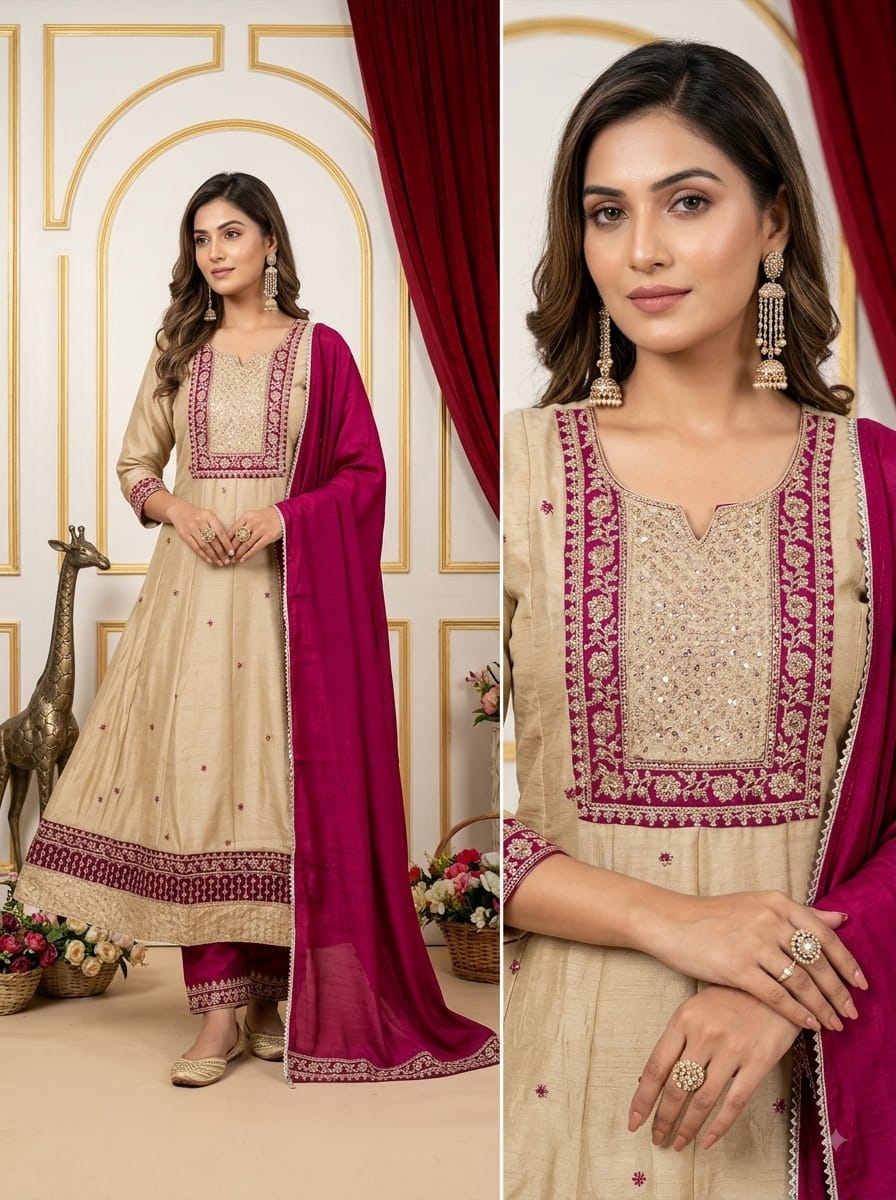 Embroidered Anarkali kurti Set