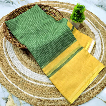 Linen Checked Cotton Saree