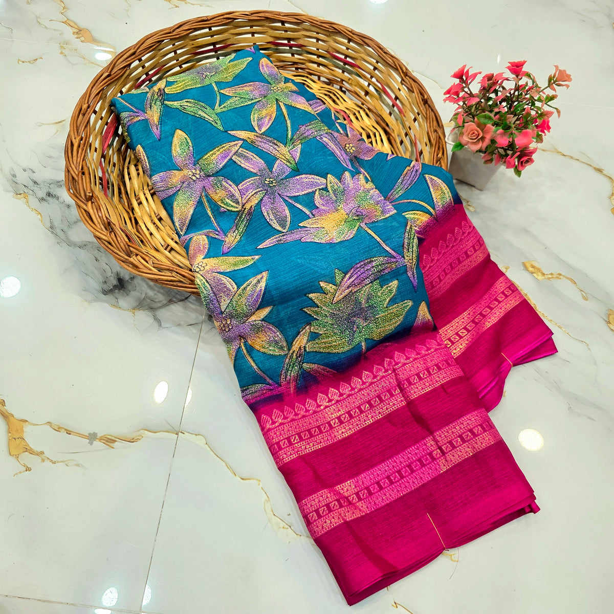 Diwali Special Foil Printed Silk Saree