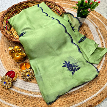 Elegant Georgette Embroidery Work Saree