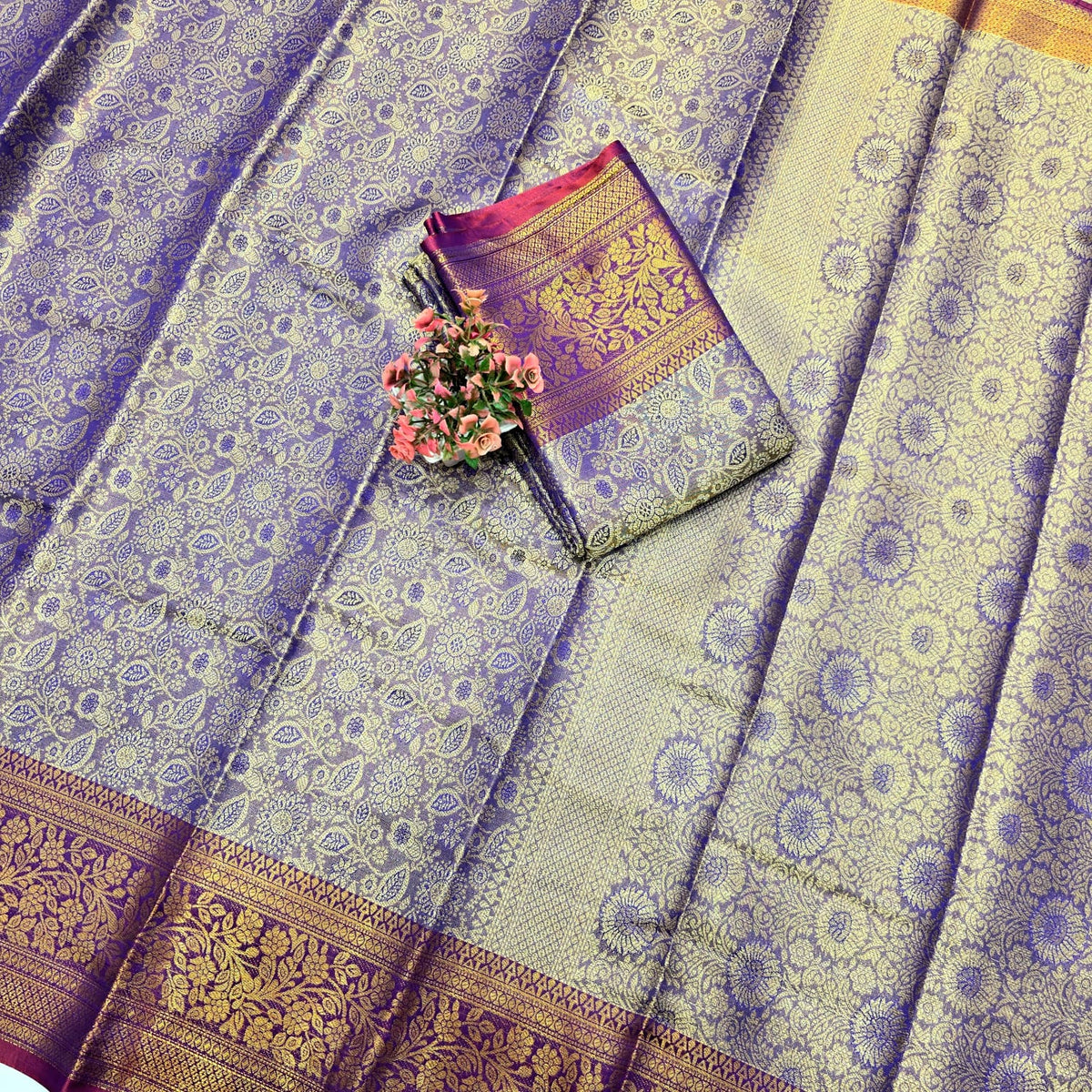 One Gram Gold Saree With Contrast Border ( same colour only dispatch )