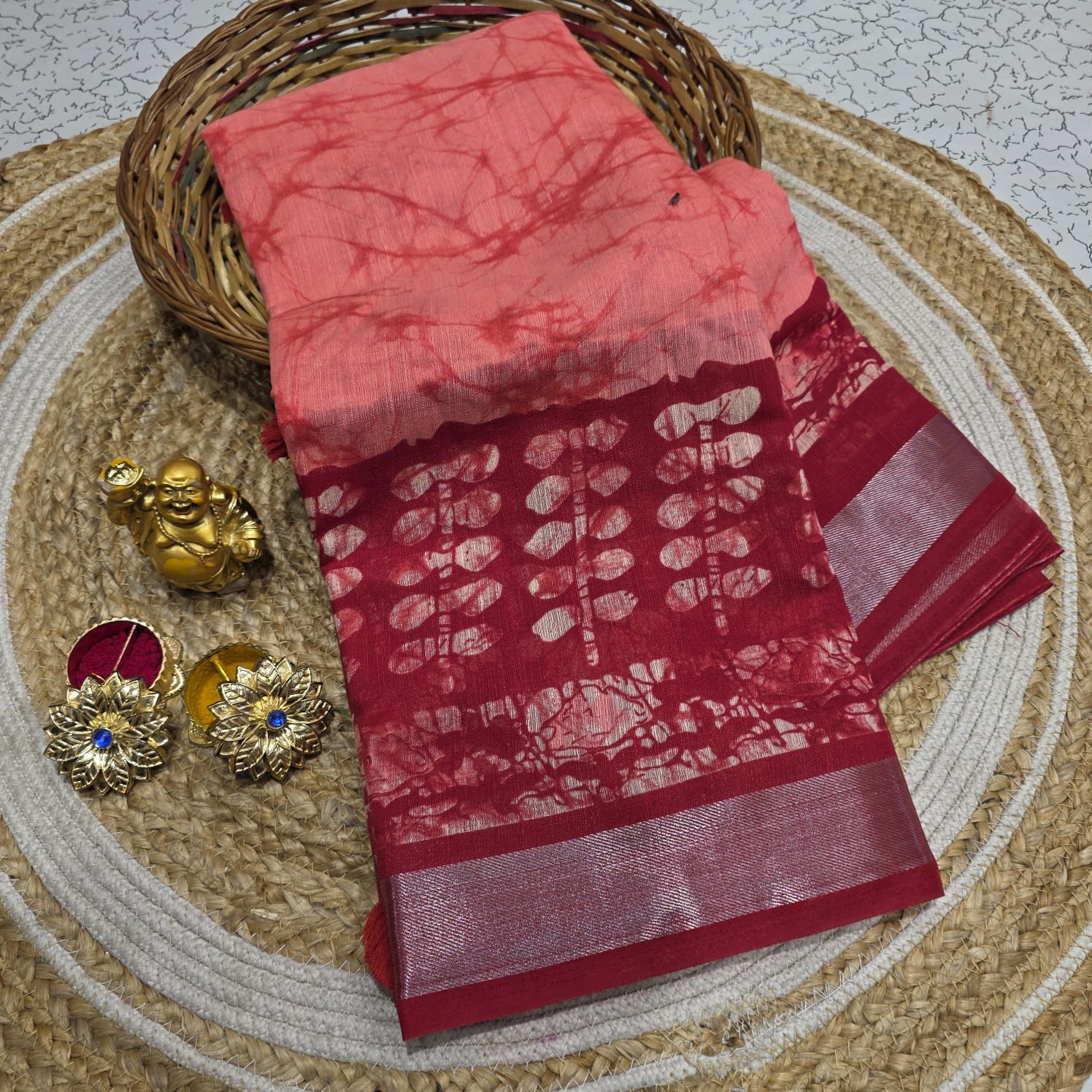 Elegant Batik Cotton Silk Saree