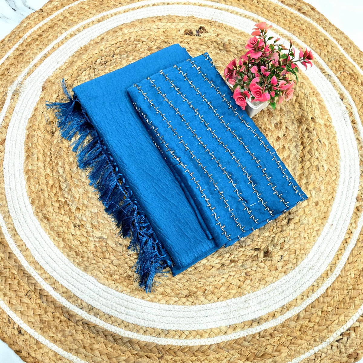 Diwali Special Crush Saree with Aari work blouse