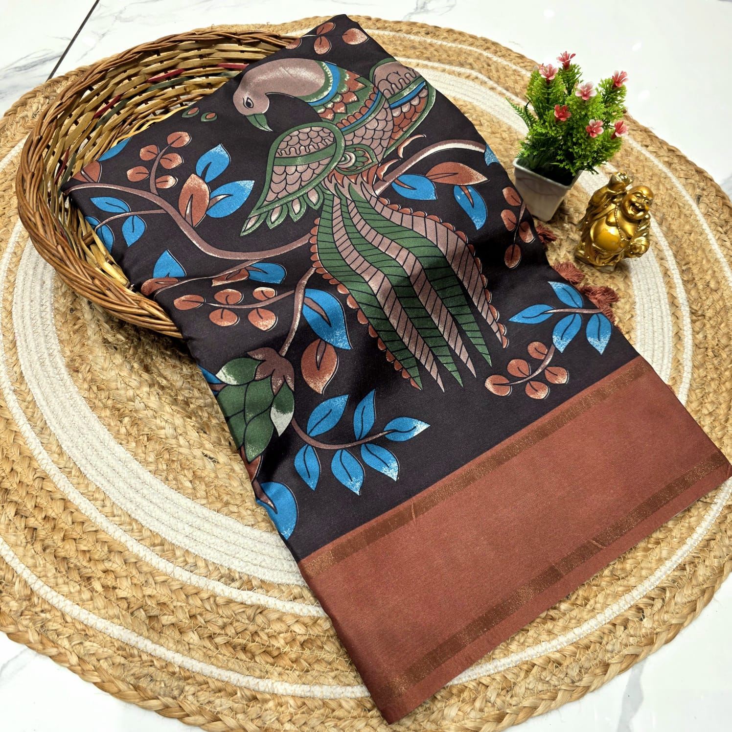 Siddhanth Kalamkari Peacock Saree