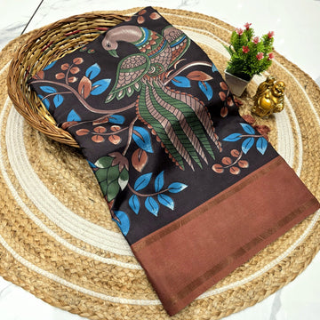 Siddhanth Kalamkari Peacock Saree