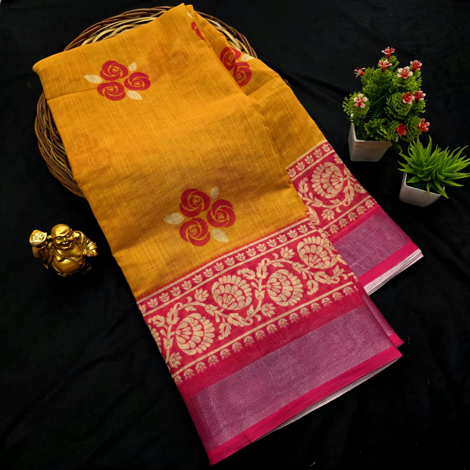 Soft Linen Cotton Saree