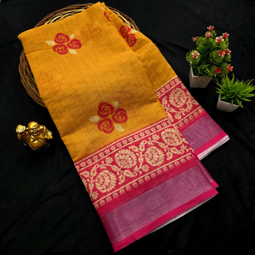 Soft Linen Cotton Saree