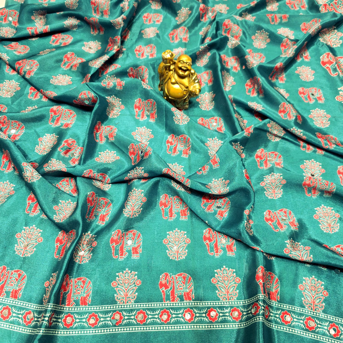 Chinnon Printed Mirror Silk Saree