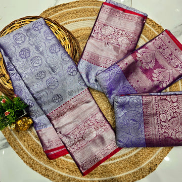 One Gram Silver Silk Saree
